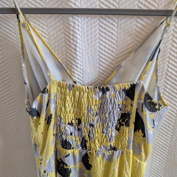 Planet By Lauren G 100% Silk Midi Slip Dress Size 6 Yellow Grey  Spring Summer - Picture 9 of 14
